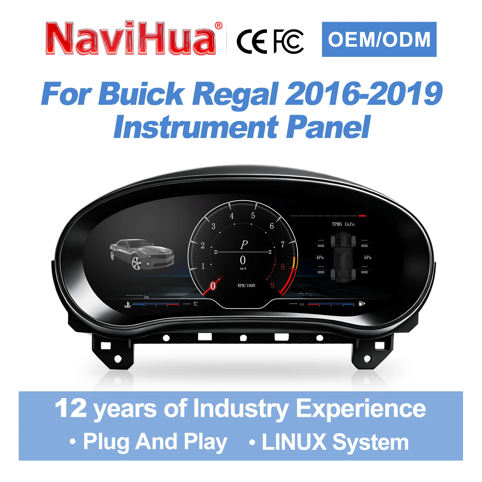 

Navihua New for Buick Regal 2016-2019 Upgrade LCD Instrument Linux System Carplay Auto Speedometer Car Digital Cluster Cockpit