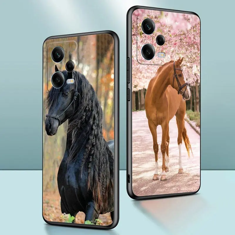 Galloping Horse Animal painting Soft Case For Xiaomi Redmi Note 12 Pro Plus 12S 11 10 11S 10S 9 8 Pro 9S 7 Phone Case Back Cover