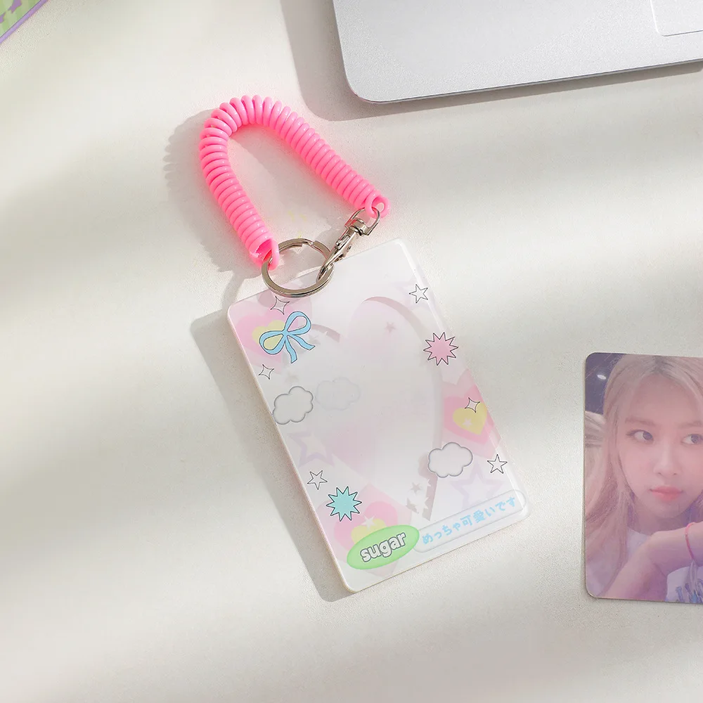 Sweet Design Acrylic 3Inch Photocard Holder Wriestlets Belt Bus Cards Cover Bags Charm