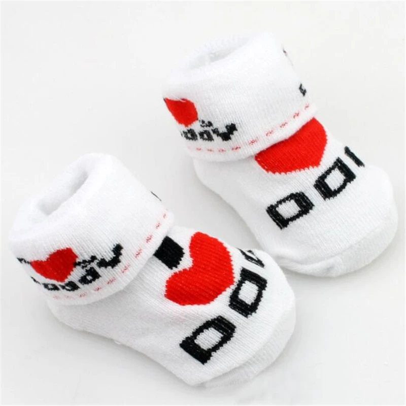 Spring Cotton Mini Cute White Girls Boys Love Dad Mum Newborn Kids Stitch Socks for Toddler Baby Home Floor Bedding Cheap Stuff