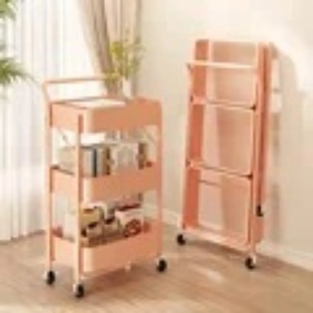 Folding Kitchen Bathroom Organizer Carts Multipurpose Waterproof Storage Rolling Cart Household Multi-layer Trolley With Wheels