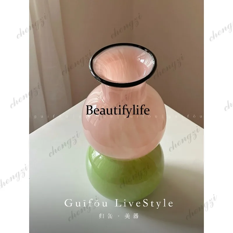 A95 Song-style aesthetics, living room home decoration, flower arrangement, glazed vase, advanced design sense