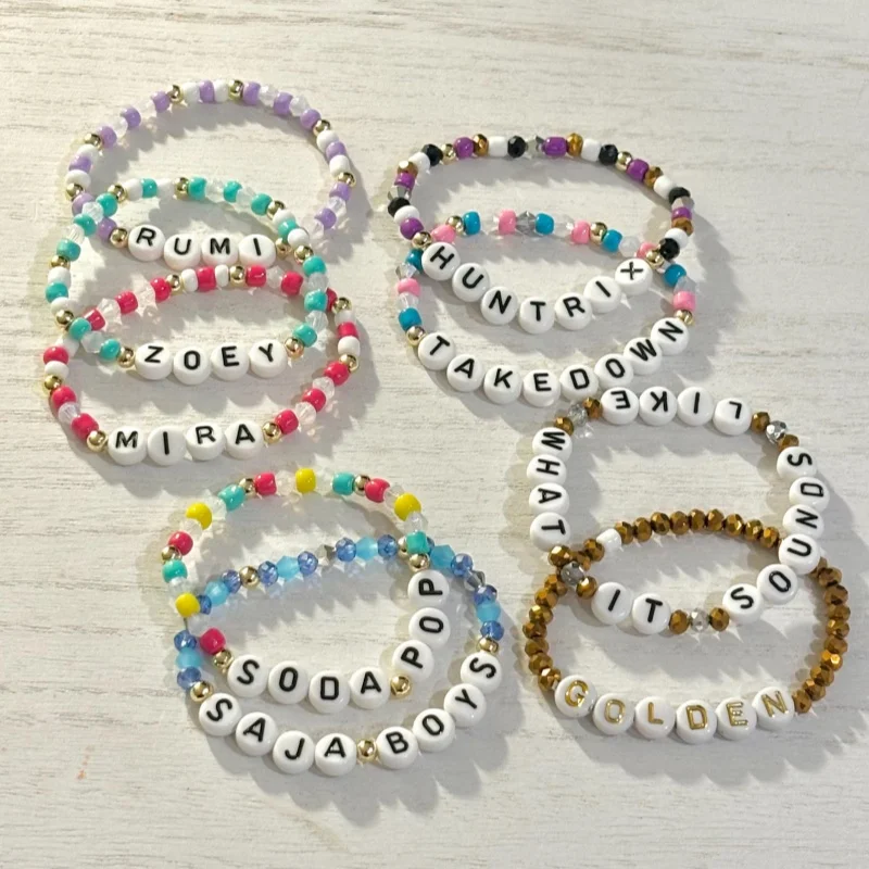 K-Pop Style Demon - Themed Beaded Bracelet | Custom Name Bracelet | K-Pop Fan Jewelry | Aesthetic Handmade Gift