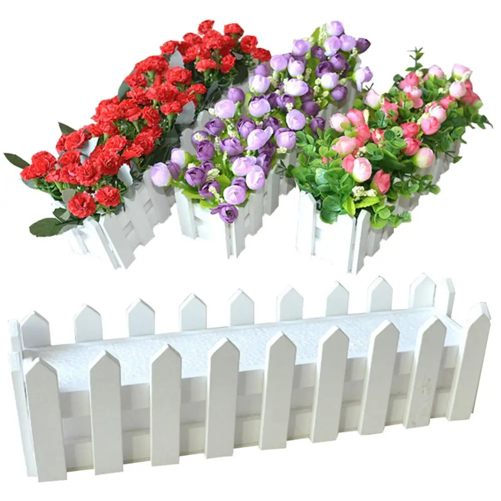 Wooden Flower Pot Fence Plant Basket Container Planter Home Garden Wedding Decor Mini Plant Pots With Bamboo White Wooden Fence