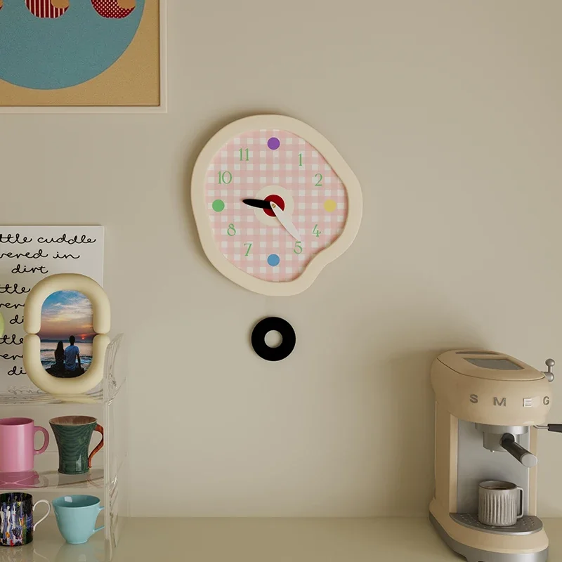 Cute Creamy INS Nordic Wall Clock - Stylish Viral Design, High-End Decor for Living Room