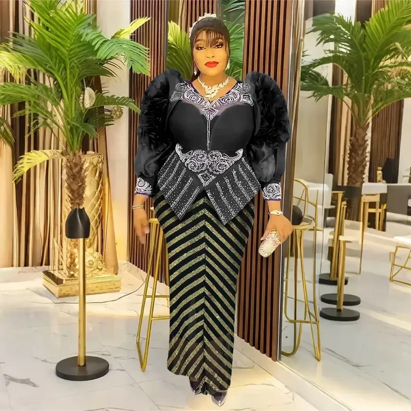 MN1 Вечерние платья больших размеров для женщин, роскошное африканское платье с пайетками, элегантное длинное платье для свадебной вечеринки в Турции, женское платье Анкара Clo8/yG