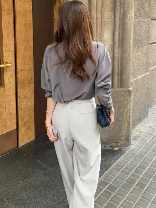 エレシック ロングスリーブ レディース エレ シンプル マッチ サイド ショルダー クラッチボタン ハイカラー 春ファッション 通勤...