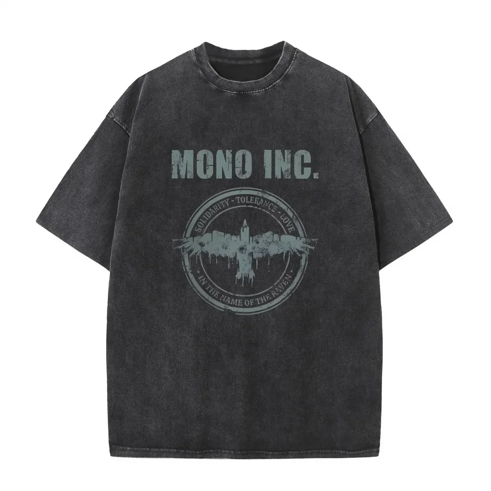 

2025 American retro washed old heavy cotton solid color short-sleeved Tshirt summer loose top tide washed T-shirt MONO INC.
