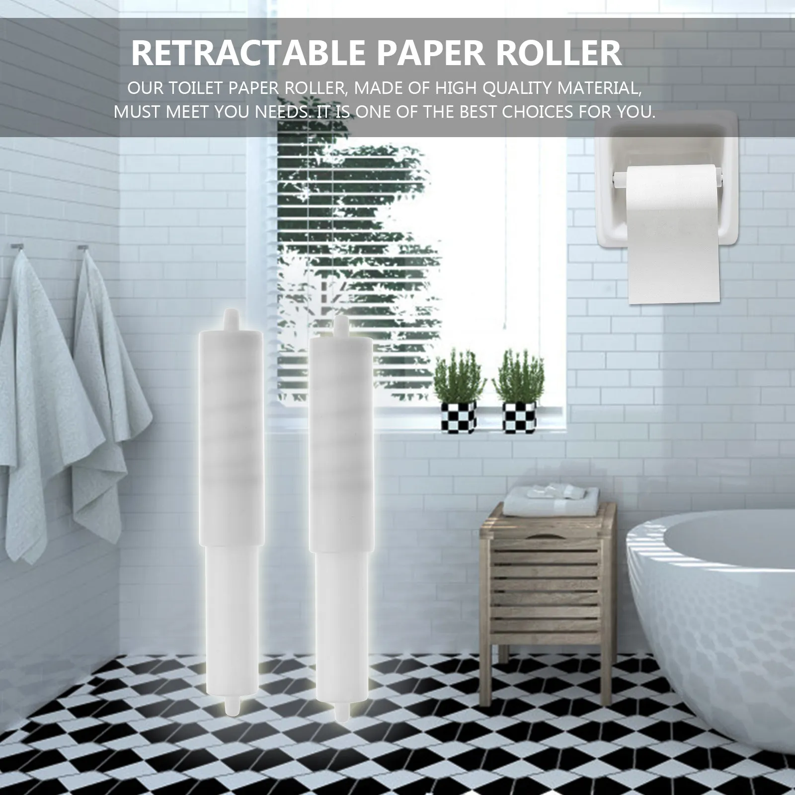 

2Pcs Roll Paper Holder Shaft Retractable Toilet Tissue Roller Core Spring for Bathroom Kitchen Hotel Supply Toilet Paper Roller