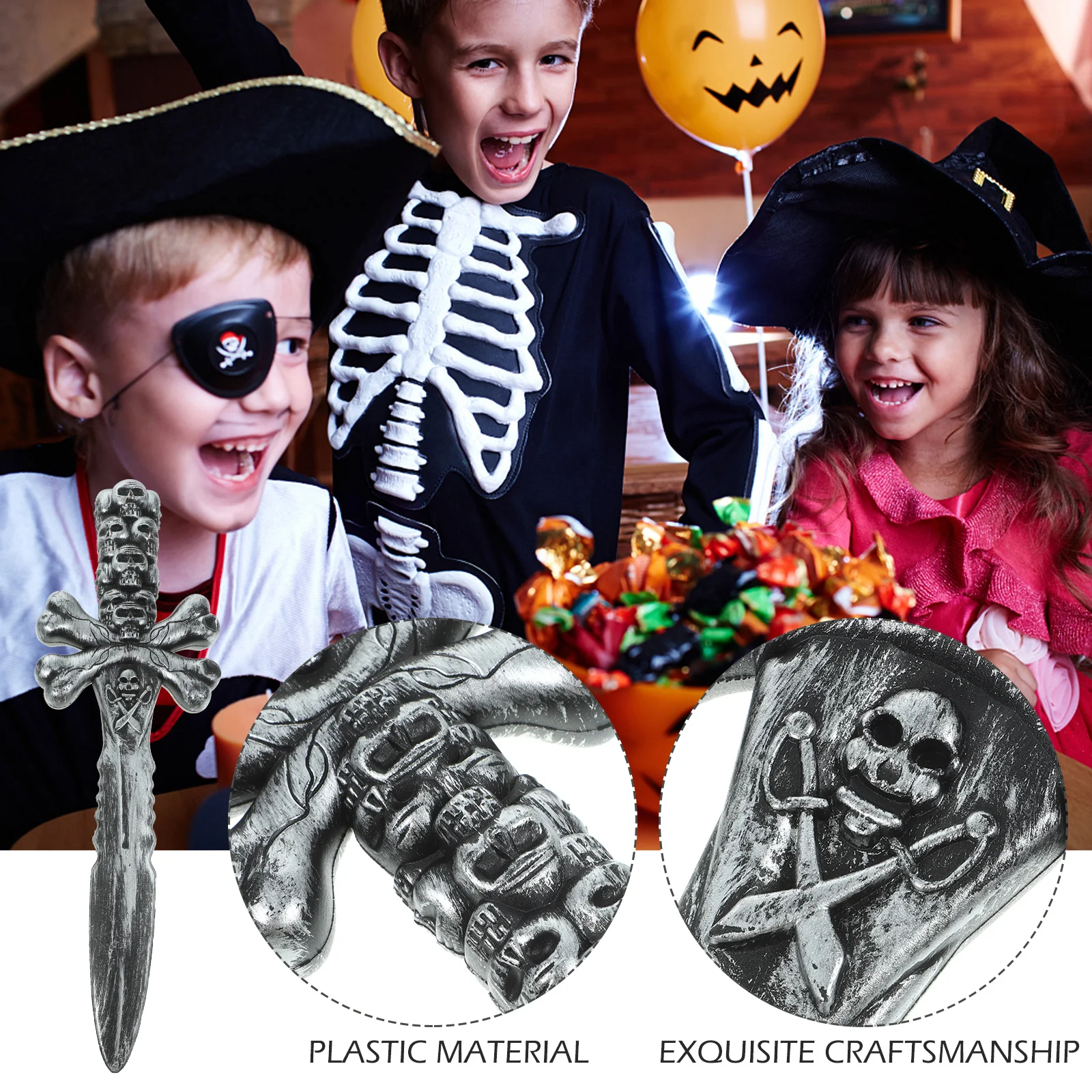 2pcs Pirate Swords Props Plastic Sword For Halloween Cosplay Party Pretend Play Training Costume Accessories Masquerade Birthday