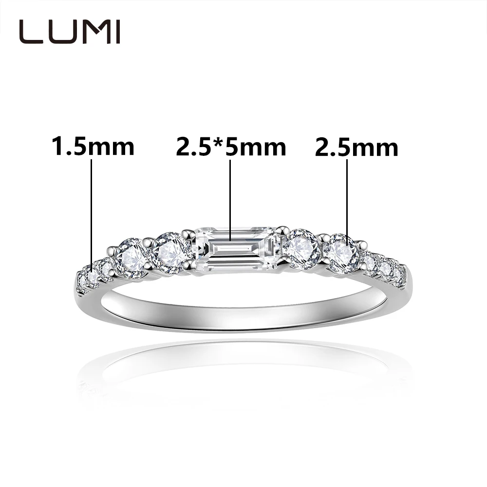 

Total 0.58ct Original Emerald Cut Moissanite S925 Silver Ring for Her Romantic Daily Wear Anniversary Birthday Jewelry Present