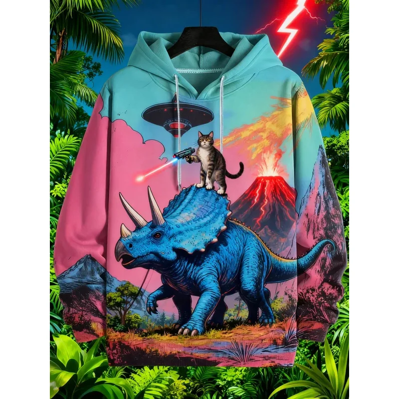 

Hot Dinosaur Cat Solider 3d Printing Hoodies Men Women Fashion Oversized Hoodie Sweatshirt Animal Coat Sweats Mens Clothing