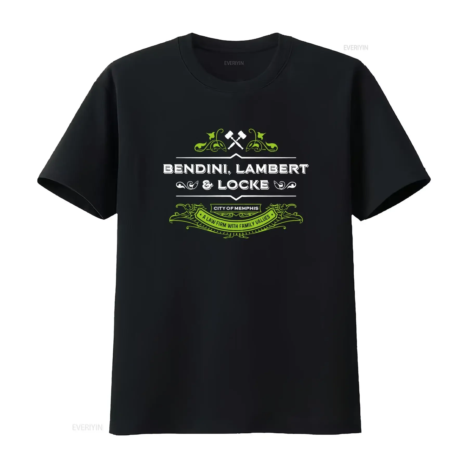 Bendini Lambert And Locke City Of Memphis T Shirt Law Firm Family Values Print vintage Washed Stretched homme Soft Breathable