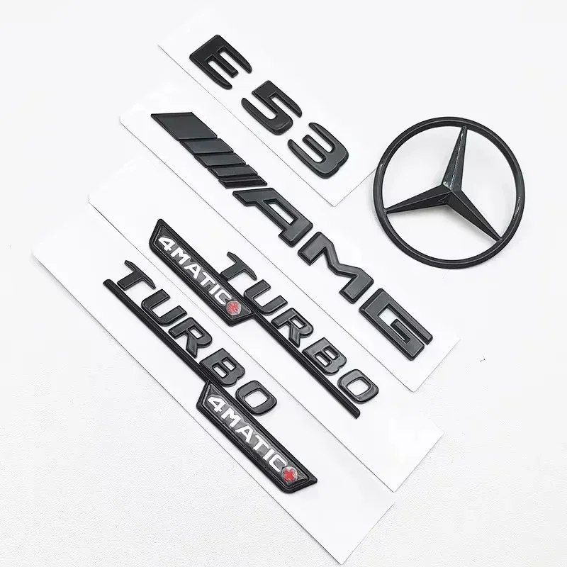 

3D ABS Black E53 Logo Letters TURBO Badge Car Rear Star Sticker Trunk AMG Emblem For Mercedes Benz AMG W212 W213 E Class