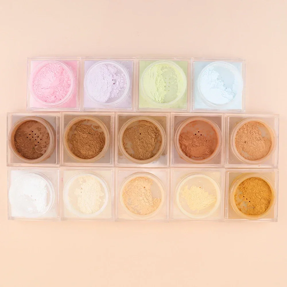 プライベートブランドセッティングパウダー-カスタムロゴ-ジェントルマット仕上げ-ユニークグリーン-ピンク-クリア-ルースパウダー-防水メイクアップ-卸売