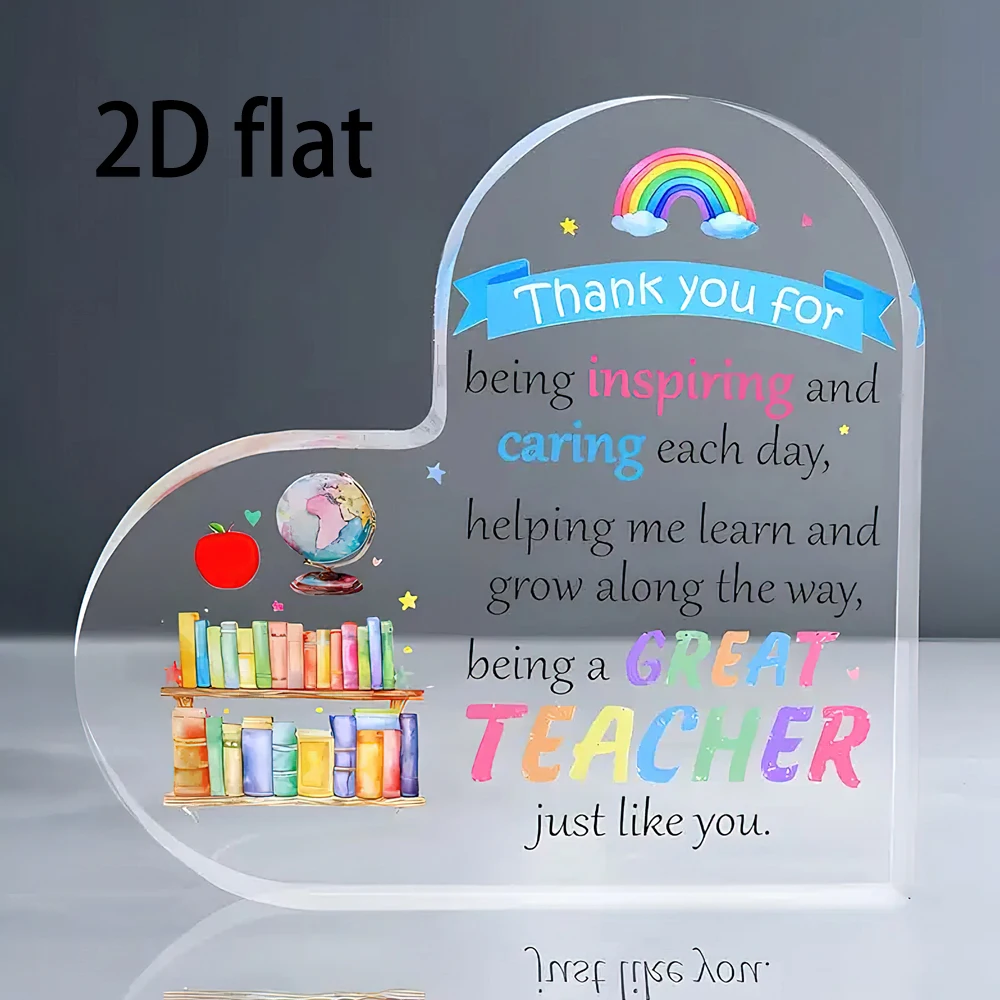 2D Flat, 1pc Heart-Shaped Teacher Appreciation Plaque - Classroom Decor with Thank You Message, Teacher Retirement Gift