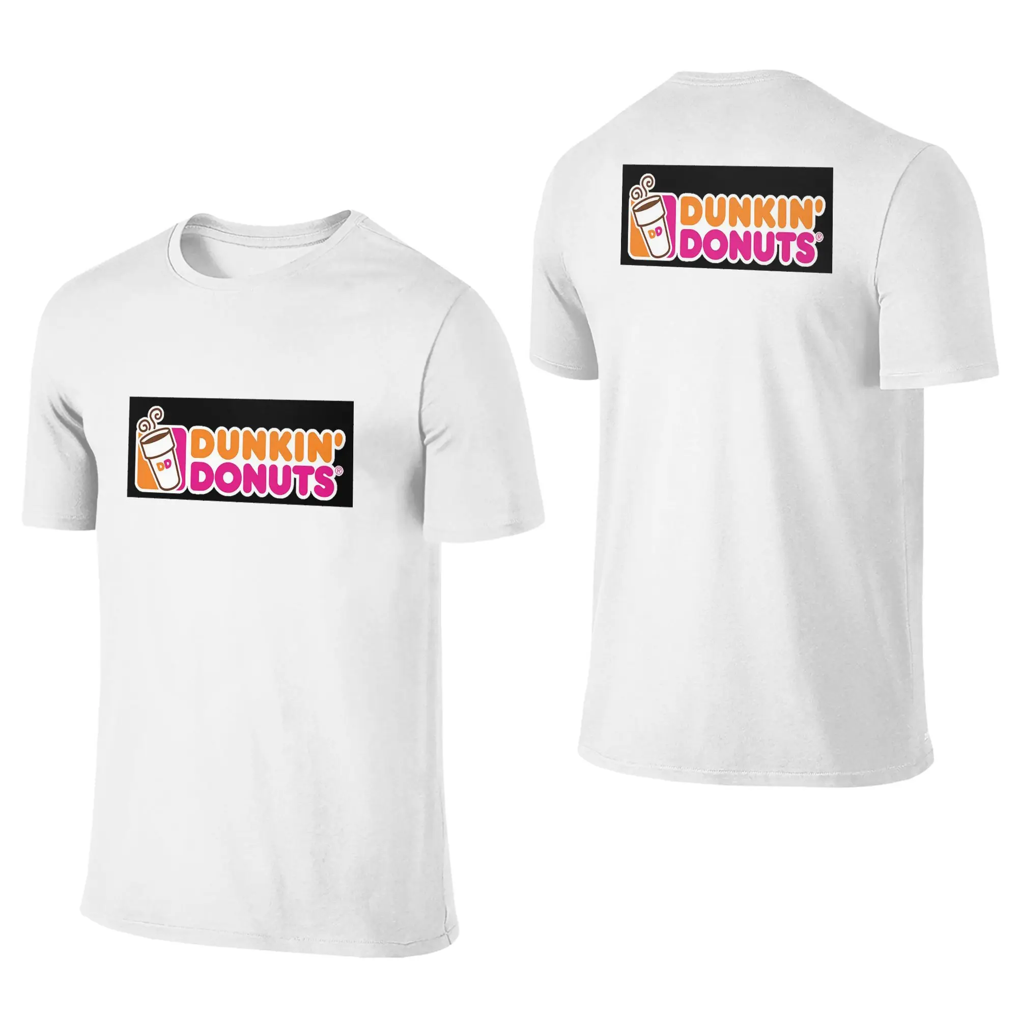 100% Cotton Dunkin Donuts  T-Shirt Men's Double Sided T Shirt Men Crew Neck Summer Shirts Tops Oversized