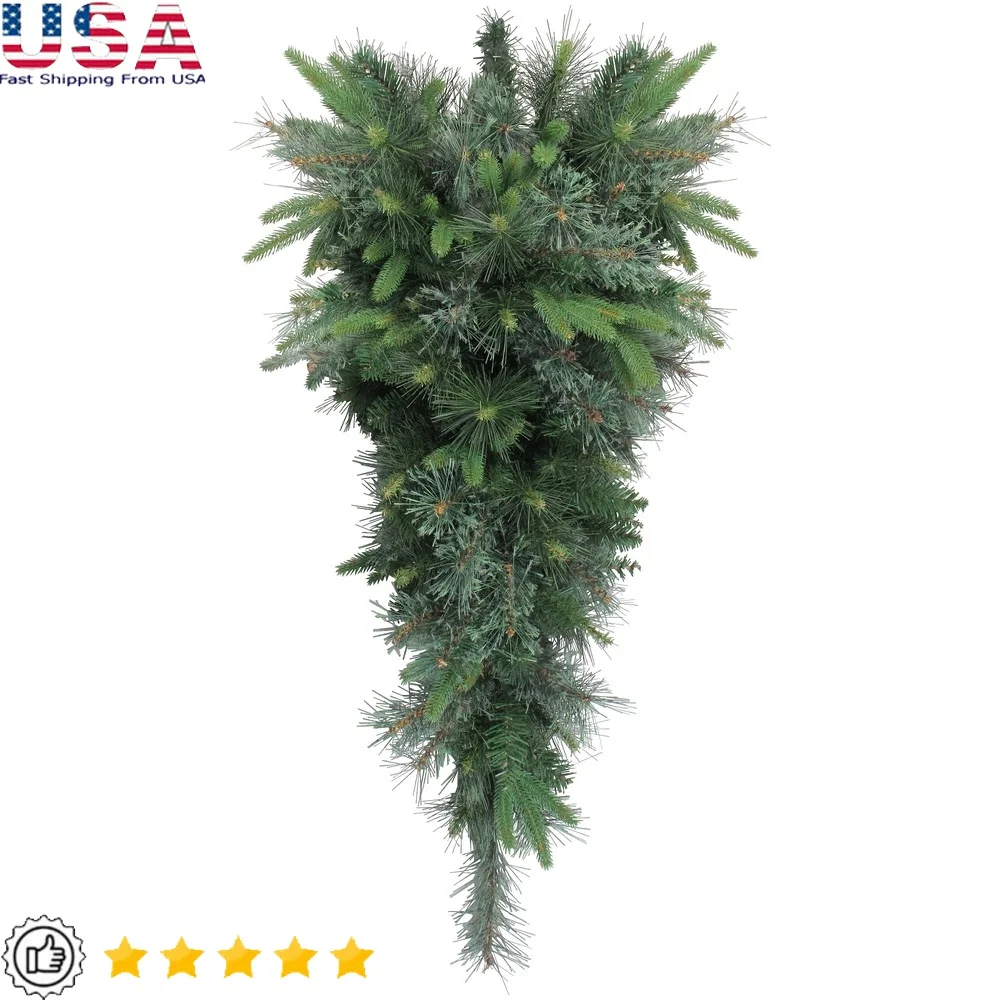 

48 Inch Cashmere Mixed Pine Artificial Christmas Teardrop Swag Unlit 139 Tips Bendable Wire Branches Indoor Use Hook Hanging