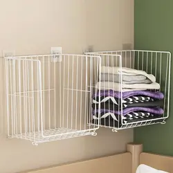 Metal Decorative Dormitory Storage Basket Wall-Mounted Grid Hanging Rack Newspaper File Iron Clothes Storage Basket Office