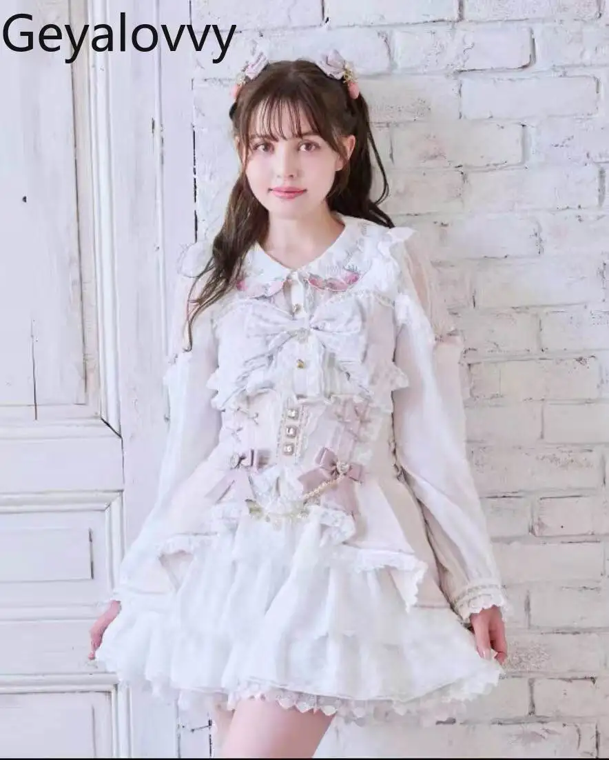 

Liz Mass-produced Lolita Style Women's Casual Tops Cute Sweet Girls Long Sleeves Shirts Spring Summer Sun Protection Shirt