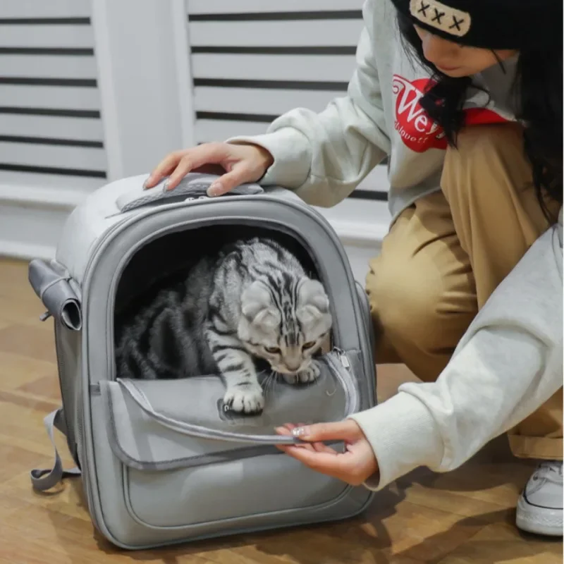 New Portable Pet Carriers Breathable Mesh Dog Backpack Foldable Large Capacity Cat Carrying Bag Outdoor Travel Pet Supplies