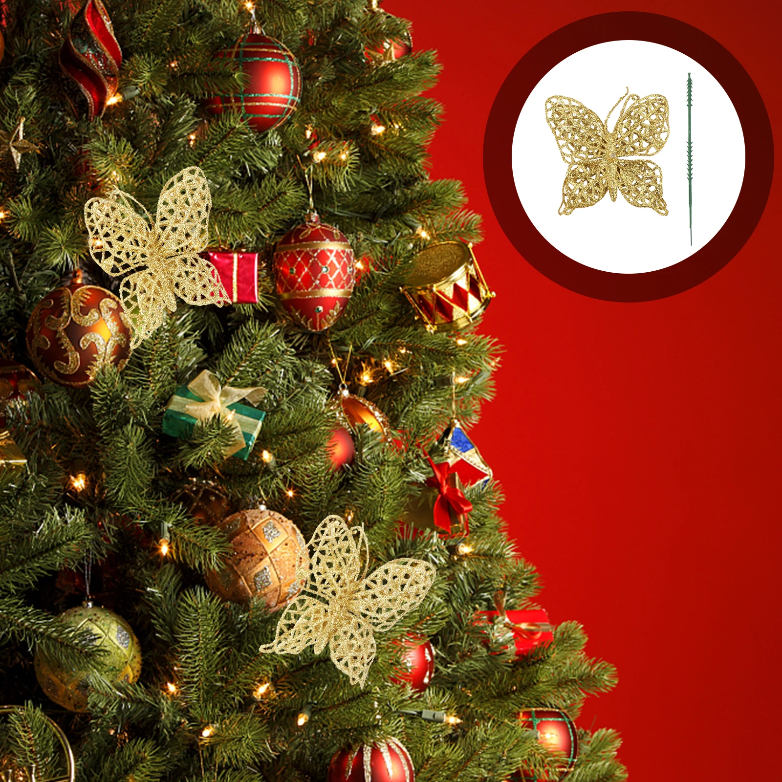 

6 Pcs Christmas Butterfly Decoration for Tree Balls 8cm Decorations Ornaments Xmas
