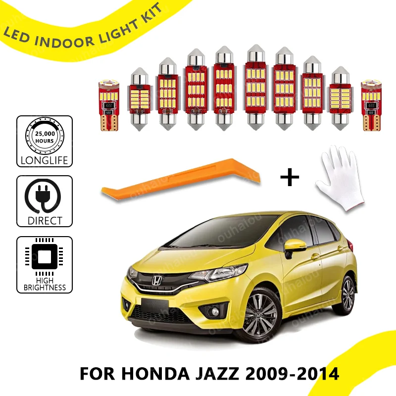 

9Pcs For Honda Jazz Fit MK2 2 II 2009 2010 2011 2012 2013 2014 Car LED Bulb Canbus LED Interior Dome Map Reading Light Kit