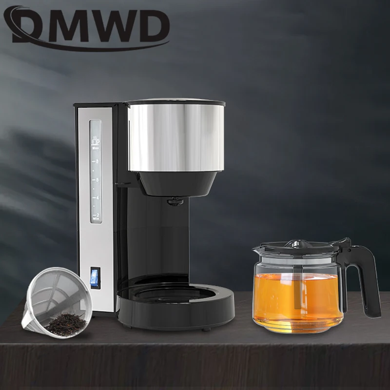 DMWD American Coffee Machine Automatic Drip Coffee Maker Teapot Insulated Coffee Brewing Machine Multifunctional Tea Maker 1.25L