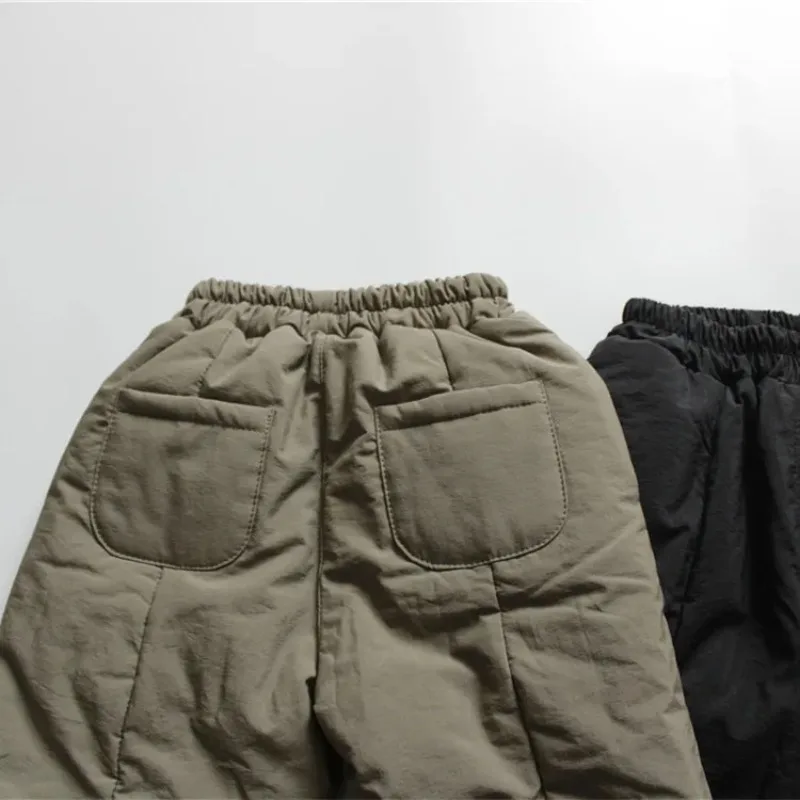 Novo inverno crianças engrossar calças de esqui quentes cor sólida crianças casuais calças de escalada ao ar livre