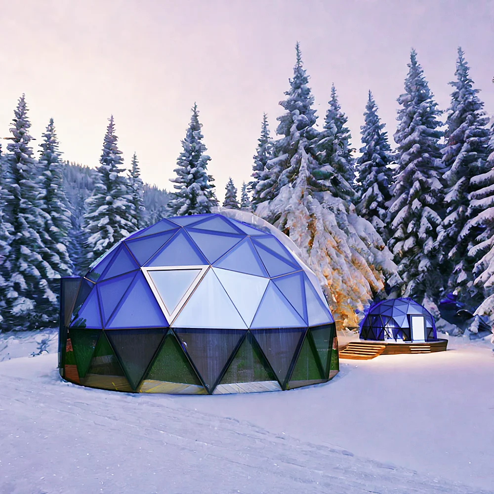 Outdoor Glass Igloo Dome House With Aluminum Frame And Glass Cover for Restaurant and Luxury Glamping Hotel