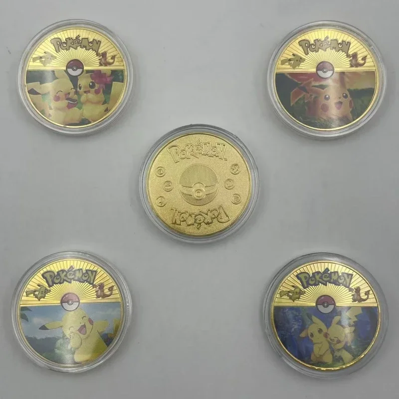 Pokemon Commemorative Coin Pikachu Gold Coin Charizard Mewtwo Collection Metal Gold Coin Children\'s Toy Birthday Christmas Gift