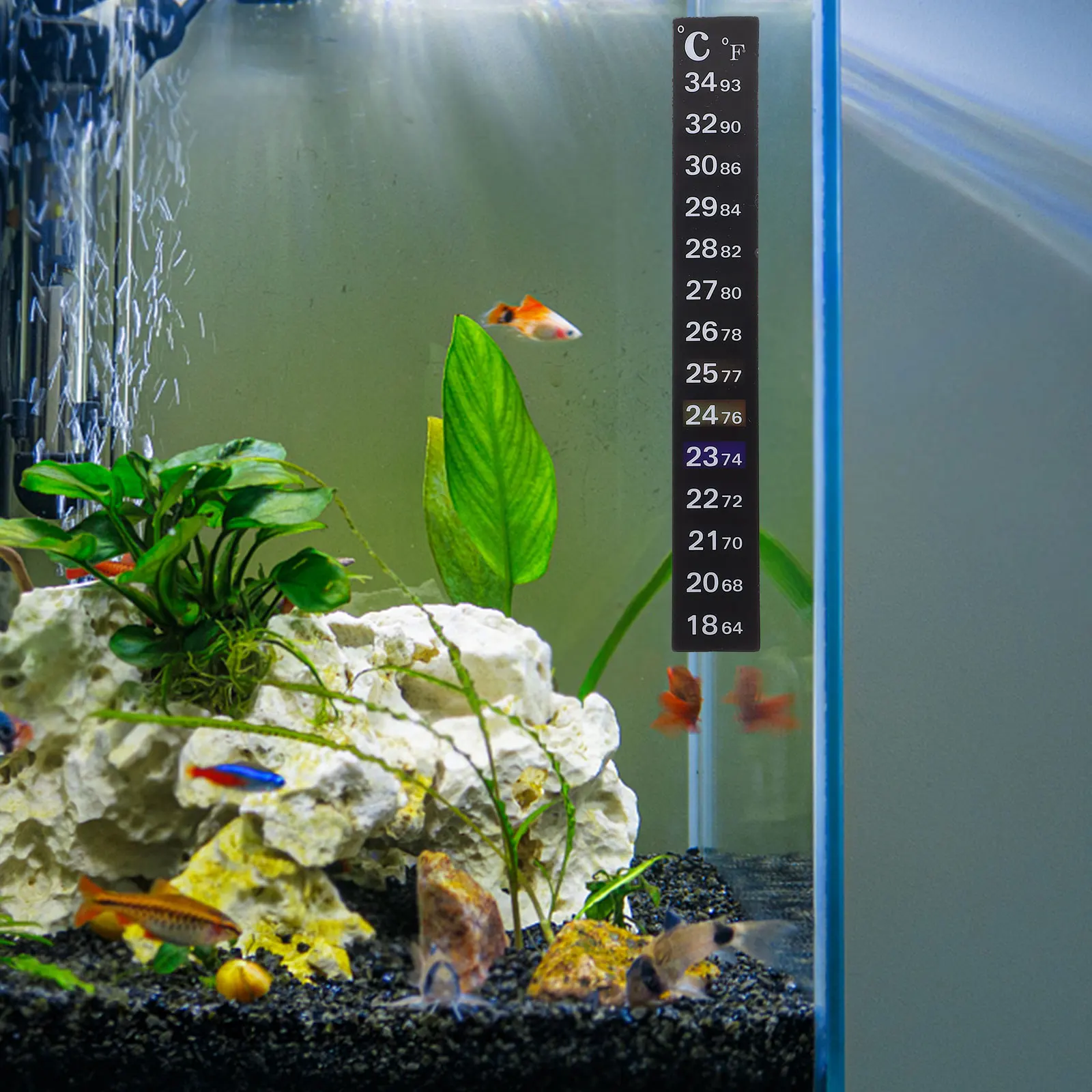 

2Pcs Aquarium Thermometer Sticker Fish Tank Stick on Temperature Device Accurate Testing Color Indication