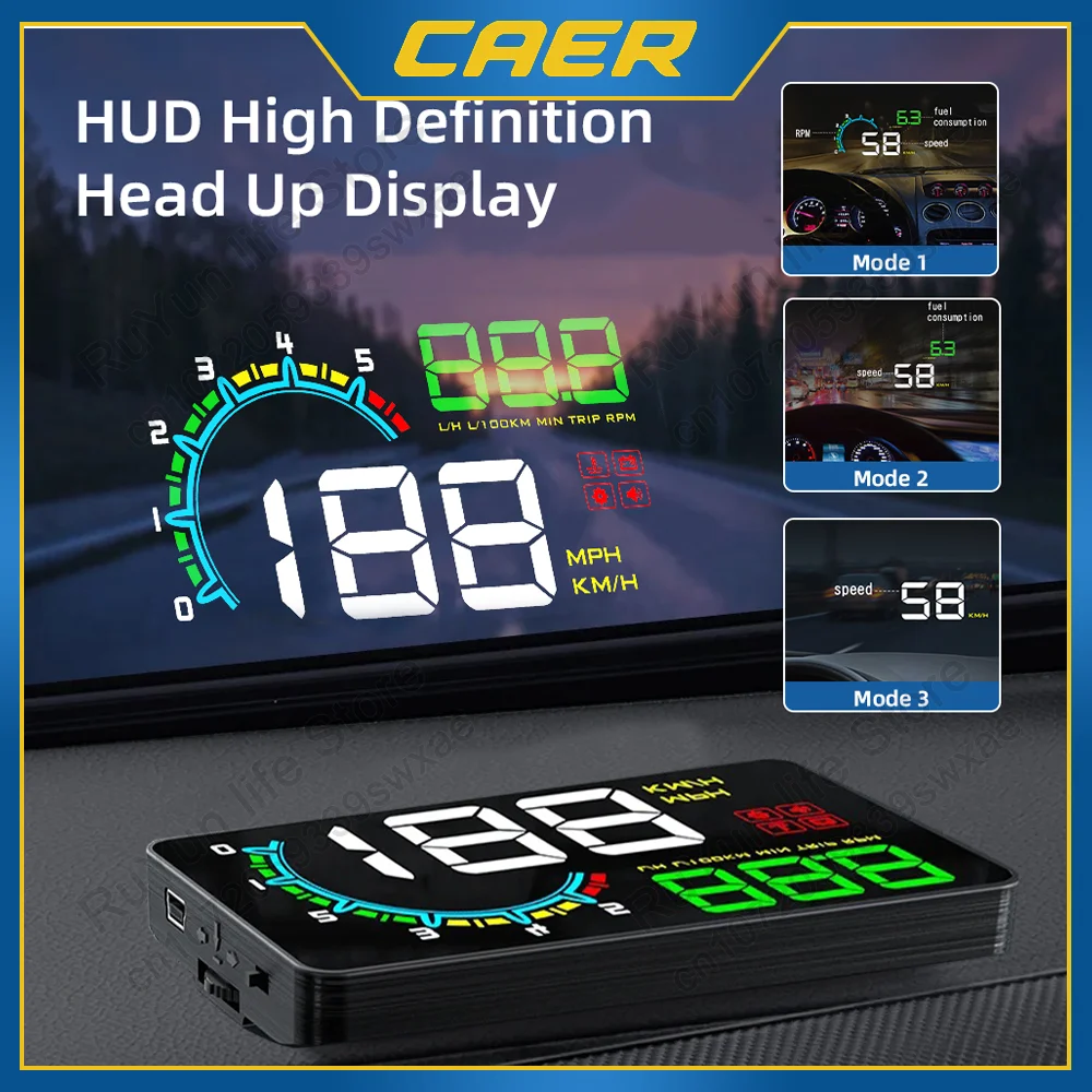 

Car Speedometer OBD HUD Digital Head-Up Display Auto Electronics Windshield Projector Water Temperature Speeding Alarm for Cars