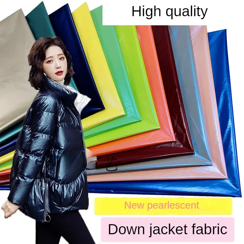 

High Quality Down Jacket Membrane Fabric By Meter for Coats Clothes Sewing Glossy Pearl Phantom 300T Waterproof Cloth Plain Pink
