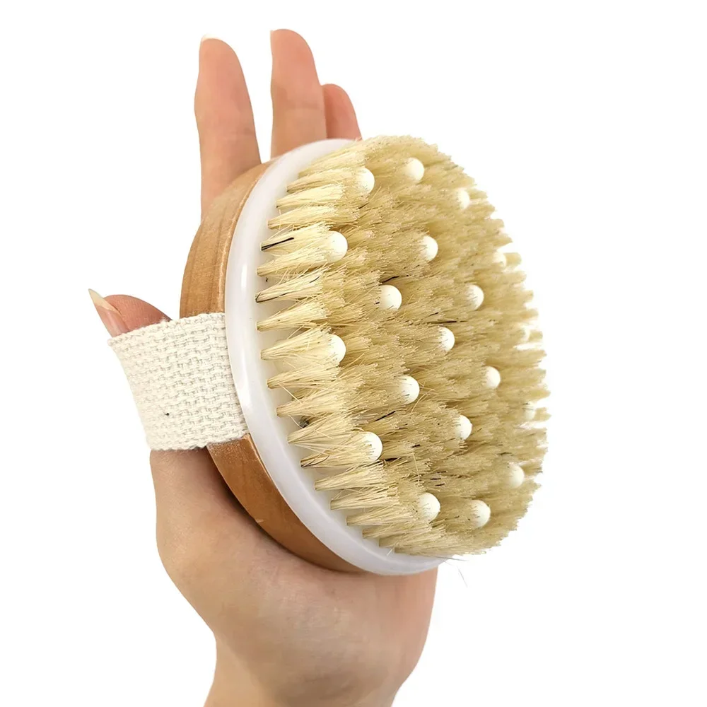 

2 In 1 Dry Skin Body Brush Natural Bristle Dead Skin Remover Anti Cellulite Exfoliates Blood Circulation Health Massage Tools