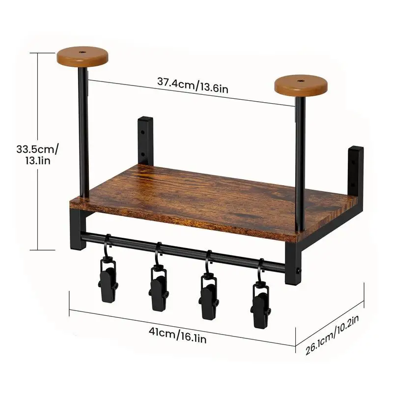 Huthalter, Wandhalterung, Huthalter, Wandaufhänger, Sicherheitshut-Aufhänger, Ausstellungsständer, Hut-Organizer mit 4 Clips, Aufbewahrungsregal aus Holz für