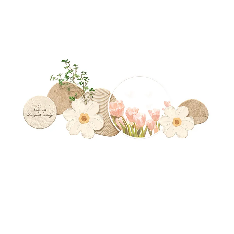 

Cream wind living room decorative painting, high-end sofa background wall, creative flowers, high-end luminous murals