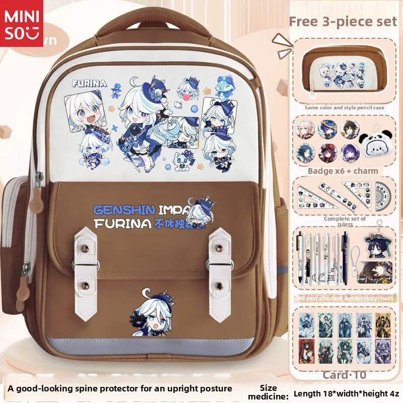Mochila Miniso Genshin Impact Kaedehara Kazuha, mochila escolar ergonómica grande, mochila Keqing Yae Miko