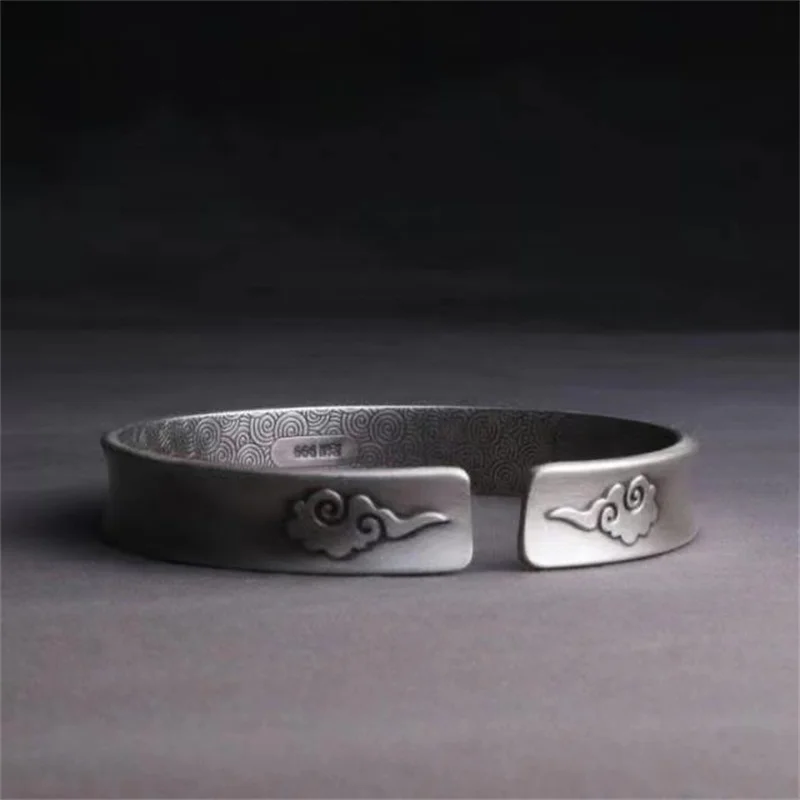 Retro Bangle Male Hand Accessories Ethnic Eight Trigrams Clouds Design Retro Opening Auspicious Cloud Bangle Men Jewelry