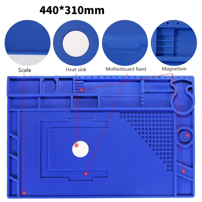 YIHUA 2 colori Resistenti Al Calore di Saldatura Zerbino BGA PCB Con Magnetico Isolamento termico Pad di Lavoro di Saldatura Del Silicone Zerbino