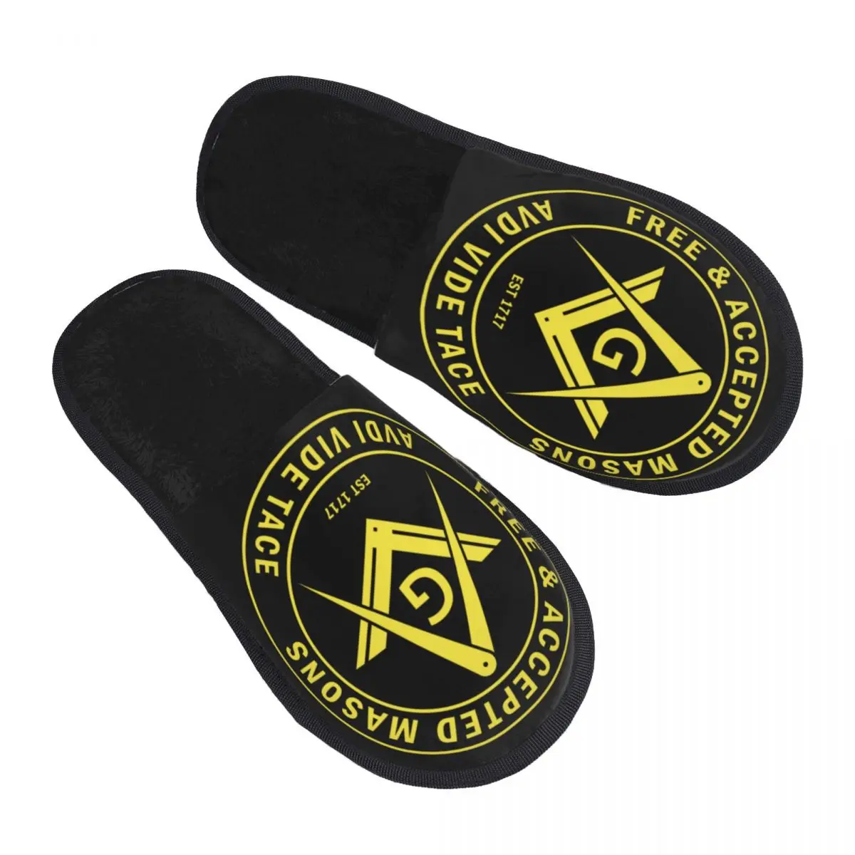 Custom Free Accepted Masons Masonic Freemason Soft Memory Foam House Slippers Women Cozy Warm Anti-Skid Slipper