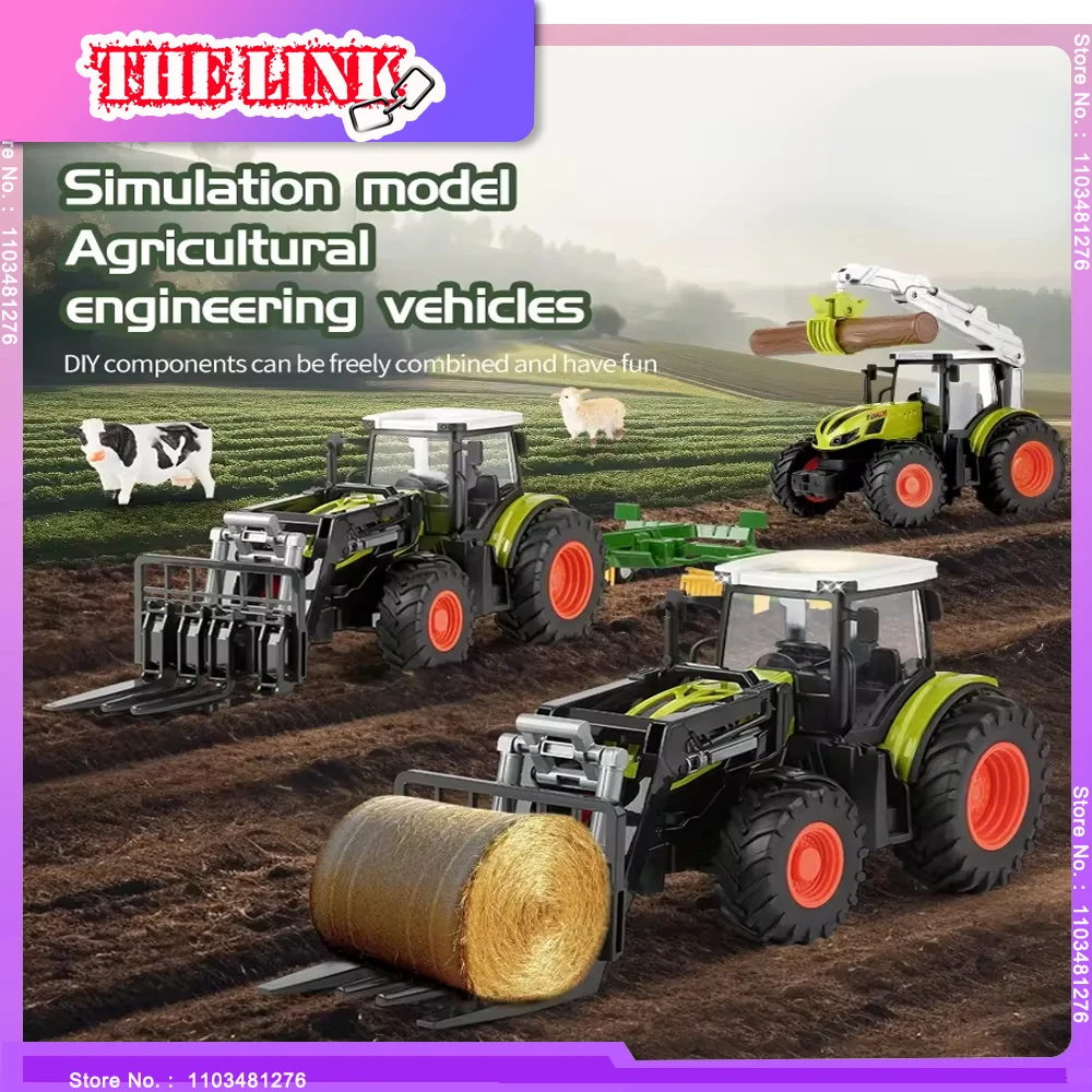 Farmer Vehicle Model 1/24 RC Car Farm Timber Grab Trucks Forklift Tractor  Remote Control Car Toy For Kid Best Birthday Gift DIY