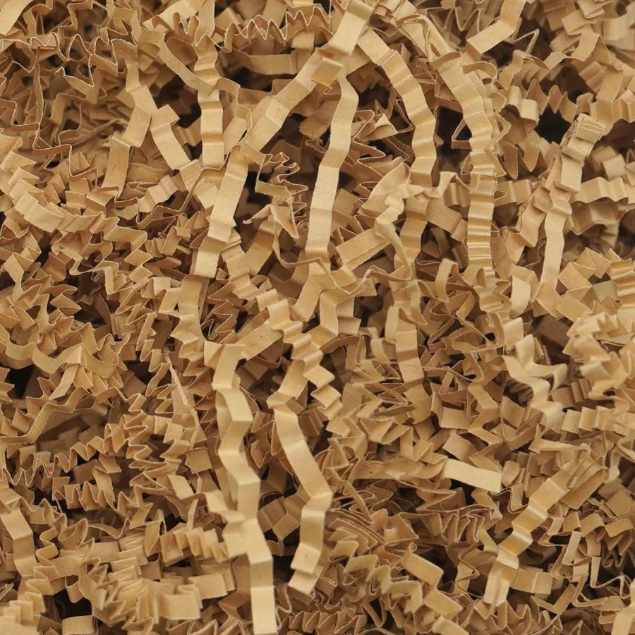 Relleno de papel cortado arrugado marrón de 8oz con acabado iridiscente para cestas de regalo de Pascua, cumpleaños, bodas y San Valentín