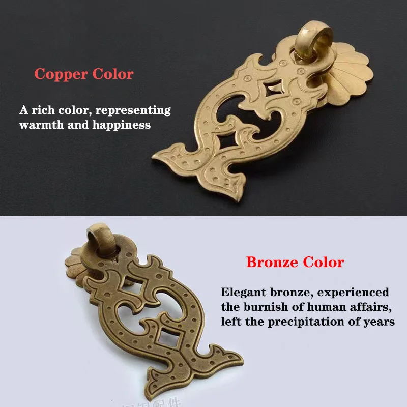 1pc Fish Shape  Brass Cabinet Knob Drawer Flush Ring Pulls Gold Bronze Cabinet vintage Pulls Kitchen Cupboard Handles