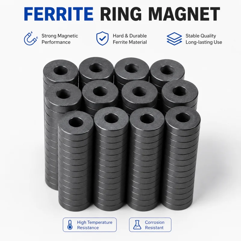 100/20pcs Ferrite Ring Magnets with Hole Strong Black Round Permanent Magnet Disc Heavy Duty Ceramic Magnets for Fridge & Crafts