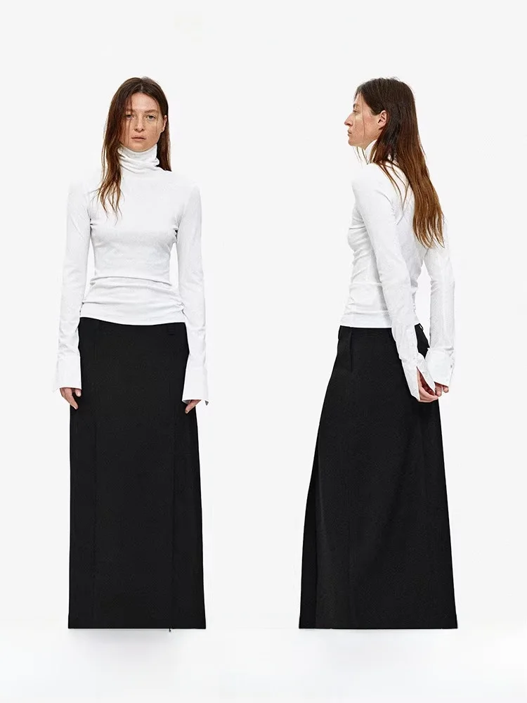 

Age of Ascent High Ne Slim Fit Patchwork Knitted Base irt Design Sensation Commute Sle Cotton Blend Long Sve Top