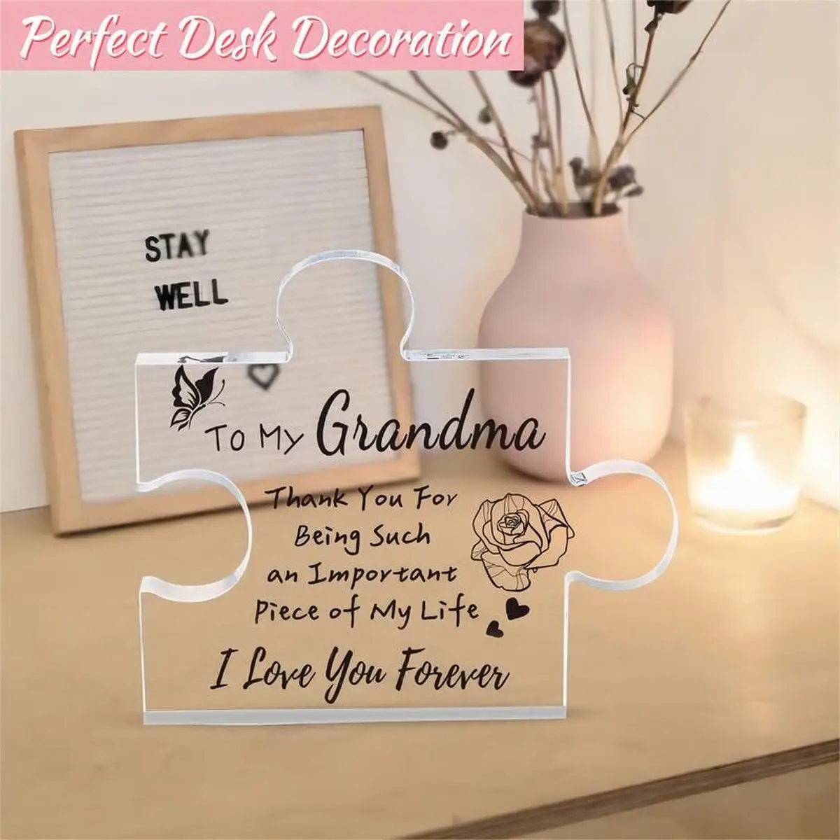 Grandma Gifts, carved acrylic puzzle shaped plaque, suitable for grandma\'s funny birthday and Christmas gift