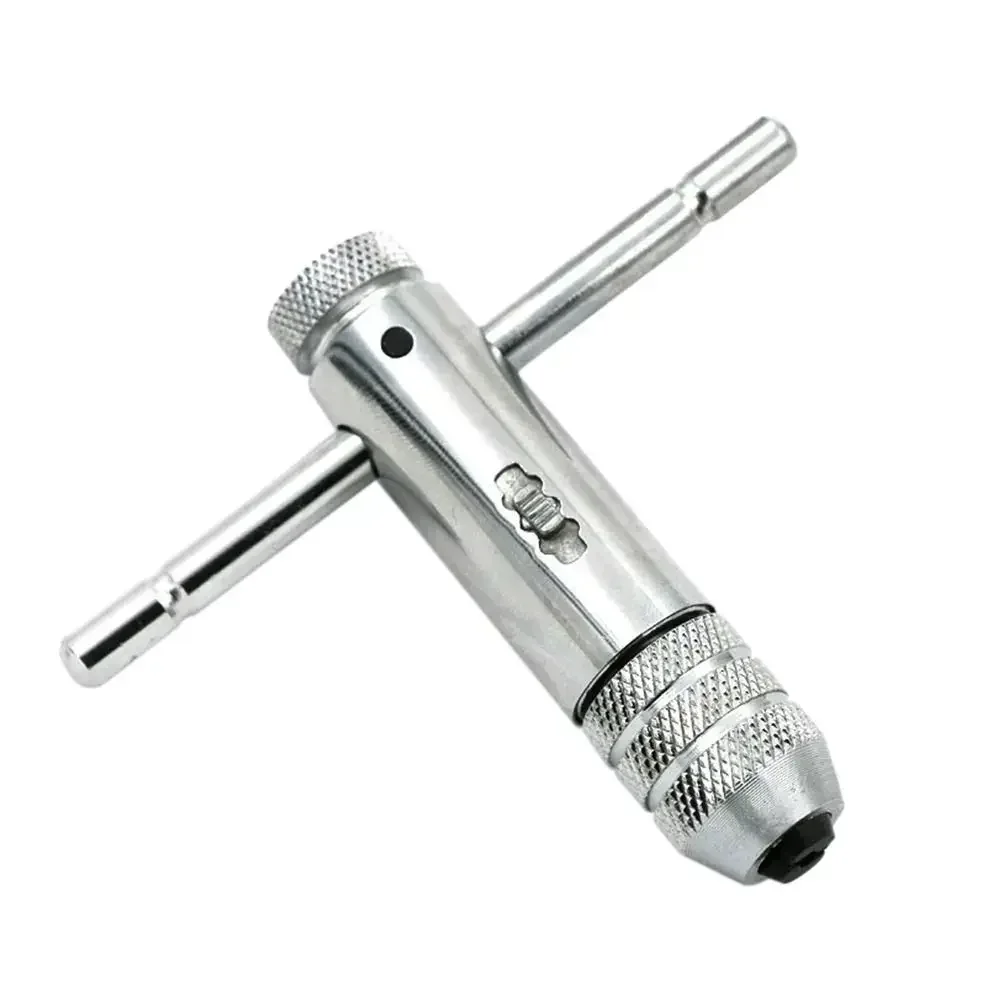 Machine Metric Thread T-handle Tap Adjustable Wrench Useful Ratchet Tap Holder Silver Plug T-shaped With Screw Wrench