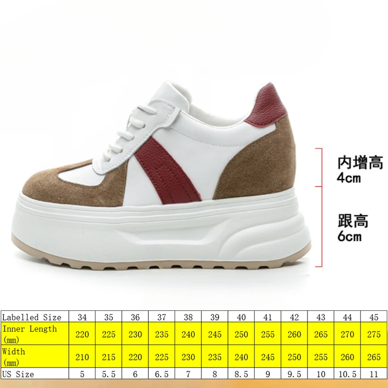 Koznoy 10cm Cow Genuine Leather Comfy Fall Ladies Vulcanize Autumn High Brand Women Chunky Sneakers Casual Breathable Platform