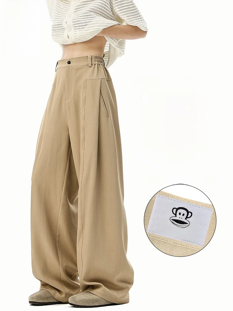 

PaulFrank Men's Loose Wide Leg West Pants Spring Trendy Drapey Casual Long Trousers Comfortable Polyester Elastic Fiber